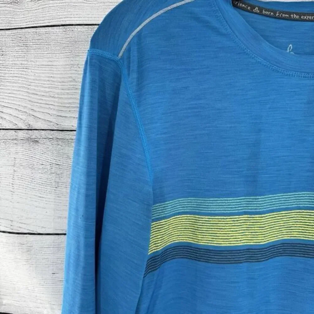 Prana Shirt Calder Long‎ Sleeve Performance Blue Mens Size Small Gym Hiking